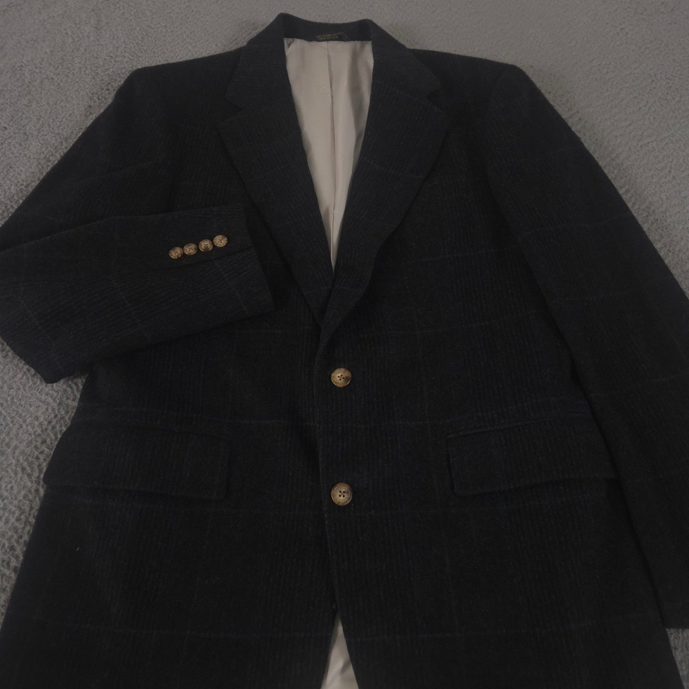 VINTAGE Mark Shale Blazer Mens 40R Black Windowpane Plaid Wool Coat USA Made 90s